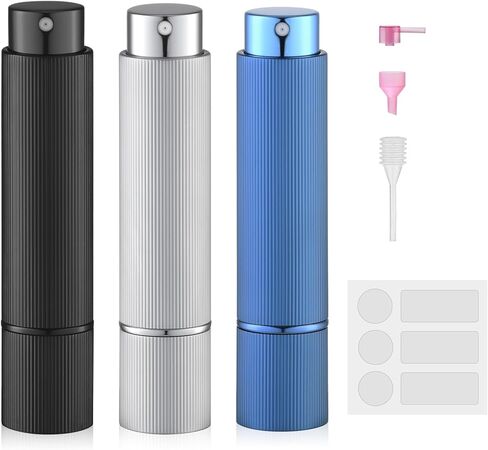 زجاجة عطر للسفر قابلة لإعادة الملء - رذاذ كولونيا صغير الحجم - بخاخ صغير الحجم للسفر فارغ لإعادة ملء حاوية العينة - موزع عطر محمول للرجال والنساء 3 قطع 8 مل أزرق in Kuwait