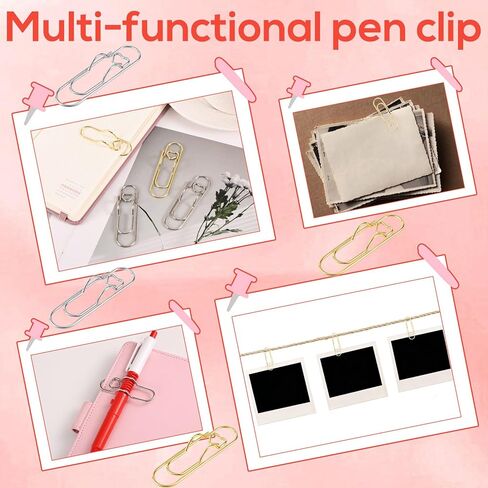 30 قطعة من مشابك الأقلام المعدنية لأجهزة الكمبيوتر المحمولة، مقاس 7 × 1.9 سم / 2.76 × 0.75 بوصة، حاملات أقلام ورقية للكتب والمجلات والمخططين واللوازم المكتبية والمدرسية (ذهبي، فضي) in Kuwait