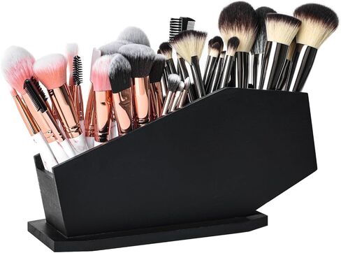 حامل فرشاة التابوت - منظم مكتب قوطي - حامل قلم تابوت خشبي - ديكور قوطي مخيف للحمام أو غرفة المعيشة أو غرفة النوم - أسود - 10 × 5 × 3.25 بوصة in Kuwait