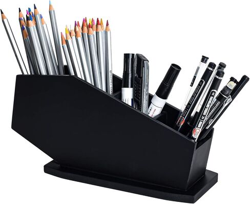 حامل فرشاة التابوت - منظم مكتب قوطي - حامل قلم تابوت خشبي - ديكور قوطي مخيف للحمام أو غرفة المعيشة أو غرفة النوم - أسود - 10 × 5 × 3.25 بوصة in Kuwait