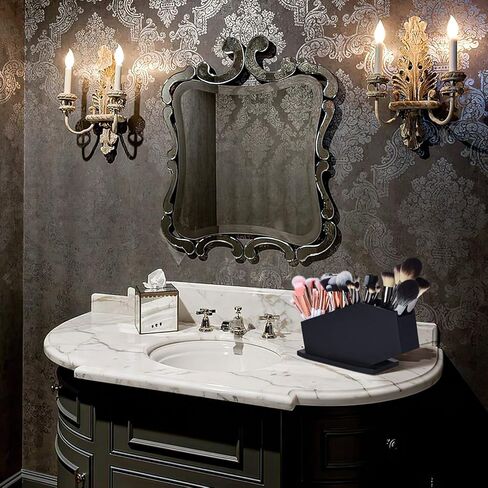 حامل فرشاة التابوت - منظم مكتب قوطي - حامل قلم تابوت خشبي - ديكور قوطي مخيف للحمام أو غرفة المعيشة أو غرفة النوم - أسود - 10 × 5 × 3.25 بوصة in Kuwait