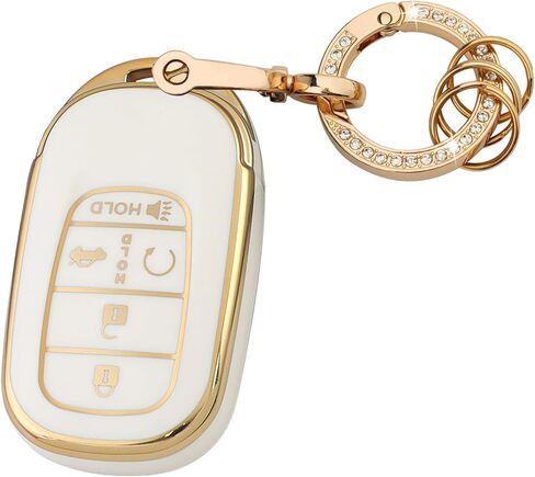 TPU Key Fob Cover with Bling Ring, Compatible with Honda Accord Civic HR-V CR-V Pilot Sport SI EX EX-L Touring 2022 2023 2024 2025 2026, 4/5 Button, White in Kuwait
