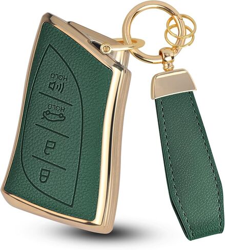 QBUC لغطاء مفتاح Lexus Key Fob مع سلسلة مفاتيح، جلد علوي + حافظة مفاتيح سيارة ناعمة من مادة TPU لسيارة Lexus 2015-2021 ES IS GS NX LS RX RC GX LX 570 200 250 350 460 300 F 450h 600h، 4 أزرار (أسود) in Saudi Arabia