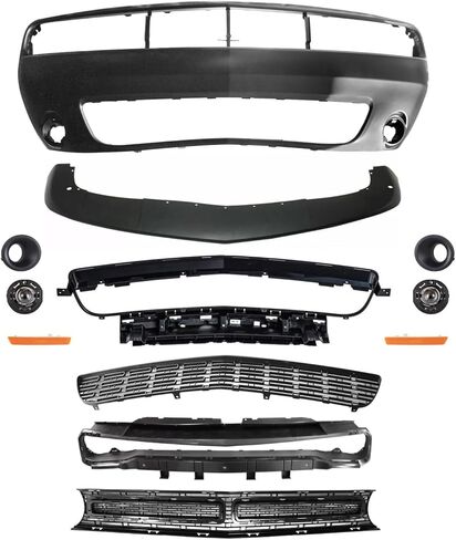 Front Bumper Cover & Grille Kit with Fog Lights Compatible with 2015-2023 Do-dge Challenger Bumper Cover,Replacement Bumper Kit w/Grille & Fog Lights in Saudi Arabia