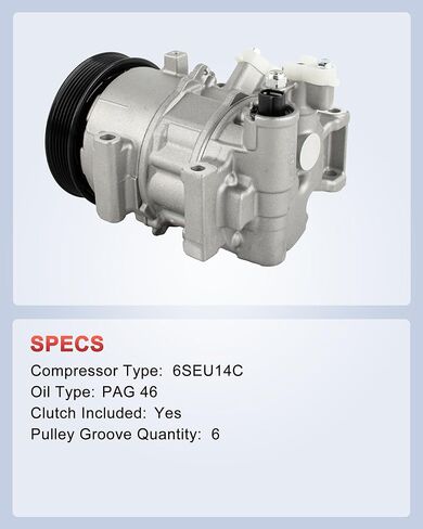 88310-02850 A/C Compressor (with Clutch) Compatible with Toyota Corolla 2014-2019 1.8L, Corolla iM 2017-2018 1.8L in Kuwait