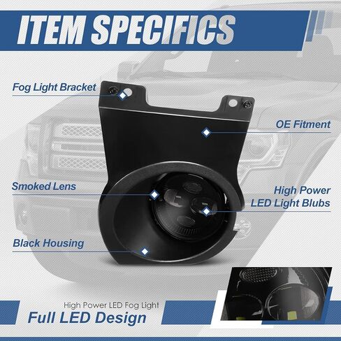 Auto Dynasty High Power LED Projector Front Bumper Driving Fog Light Lamps with Switch and Bezels Compatible with Ford F-150 09-14, Driver and Passenger Side, Smoked Lens in Saudi Arabia
