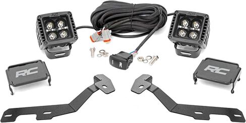 طقم إضاءة LED مزدوج مقاس 2 بوصة من Rough Country مع Amber DRL لشاحنة Ram 1500 (2019-2025) - عوارض موضعية 40 وات، 3600 لومن، ترقية إضاءة مقاومة للماء على الطرق الوعرة in Saudi Arabia