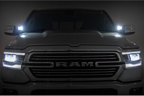 طقم إضاءة LED مزدوج مقاس 2 بوصة من Rough Country مع Amber DRL لشاحنة Ram 1500 (2019-2025) - عوارض موضعية 40 وات، 3600 لومن، ترقية إضاءة مقاومة للماء على الطرق الوعرة in Saudi Arabia