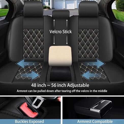 Full Set Seat Cover Fit for Chevrolet Chevy Malibu 2009-2025 2026 | Waterproof Faux Leather Car Seat Covers Protector - Easy to Install Automotive Interior Accessories (5 Seats, Golden Line) in Kuwait