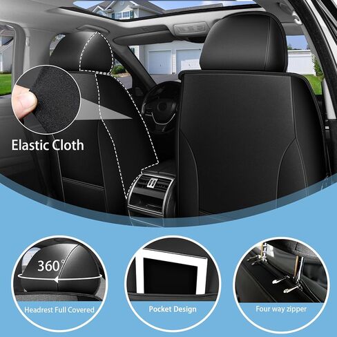 Full Set Seat Cover Fit for Chevrolet Chevy Malibu 2009-2025 2026 | Waterproof Faux Leather Car Seat Covers Protector - Easy to Install Automotive Interior Accessories (5 Seats, Golden Line) in Kuwait