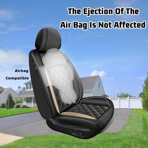 Full Set Seat Cover Fit for Chevrolet Chevy Malibu 2009-2025 2026 | Waterproof Faux Leather Car Seat Covers Protector - Easy to Install Automotive Interior Accessories (5 Seats, Golden Line) in Kuwait