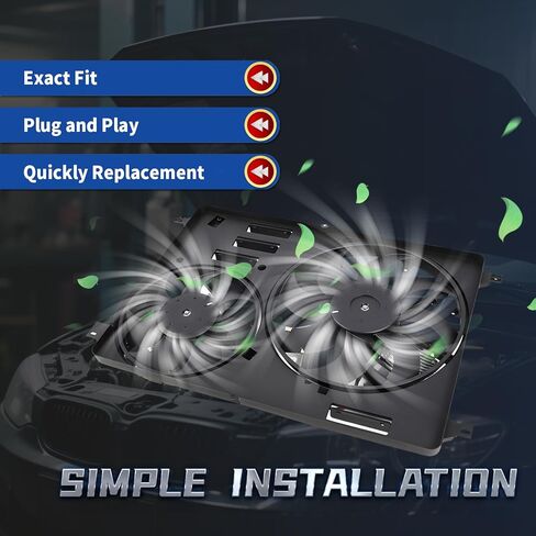 Engine Radiator Cooling Fan Assembly Compatible with S60 S80 V60 V70 XC60 XC70 2008-2016 L4 1.6L L4 2.0L L6 3.0L L6 3.2L Replace 30668629, 31686808, 8380009 with Controller in Kuwait