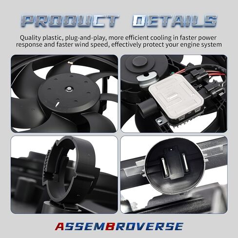 Engine Radiator Cooling Fan Assembly Compatible with S60 S80 V60 V70 XC60 XC70 2008-2016 L4 1.6L L4 2.0L L6 3.0L L6 3.2L Replace 30668629, 31686808, 8380009 with Controller in Kuwait