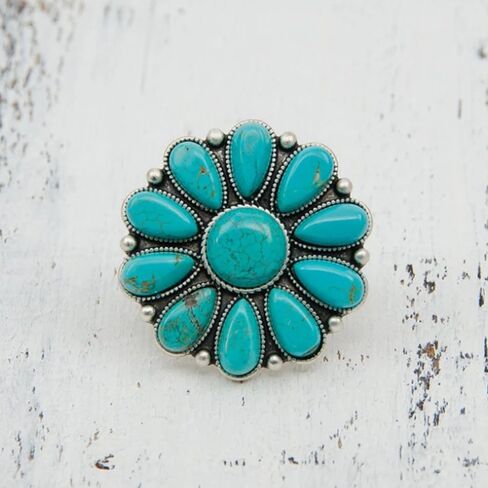 Boho Turquoise Western Jewelry for Women Dainty Country Cowboy Cowgirl Large Open Rings Fashion Big Round Natural Stone Knuckle Ring Statement Jewelry in Kuwait