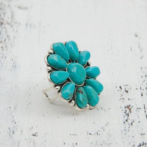 Boho Turquoise Western Jewelry for Women Dainty Country Cowboy Cowgirl Large Open Rings Fashion Big Round Natural Stone Knuckle Ring Statement Jewelry in Kuwait