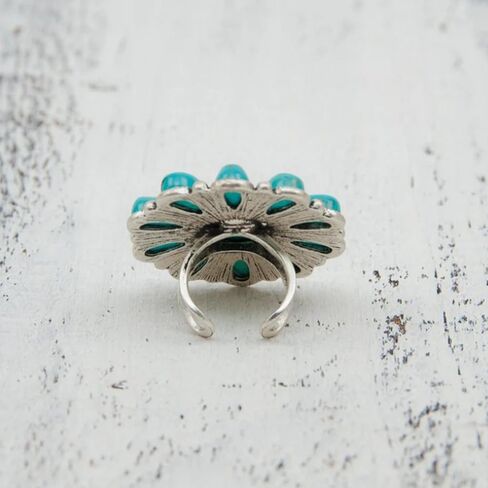 Boho Turquoise Western Jewelry for Women Dainty Country Cowboy Cowgirl Large Open Rings Fashion Big Round Natural Stone Knuckle Ring Statement Jewelry in Kuwait