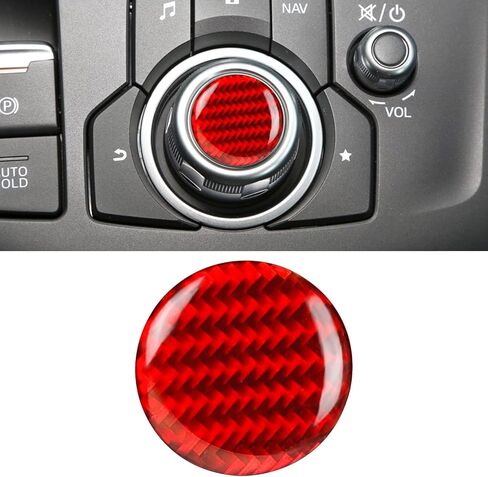 YAMUDA Compatible with Real Soft Carbon Fiber Central Control Multimedia Knob Button Sticker 1-Pack Covers Kit for Mazda CX-5 2017-2025 Red Interior Trim in Kuwait