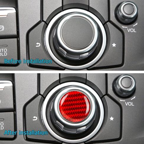 YAMUDA Compatible with Real Soft Carbon Fiber Central Control Multimedia Knob Button Sticker 1-Pack Covers Kit for Mazda CX-5 2017-2025 Red Interior Trim in Kuwait