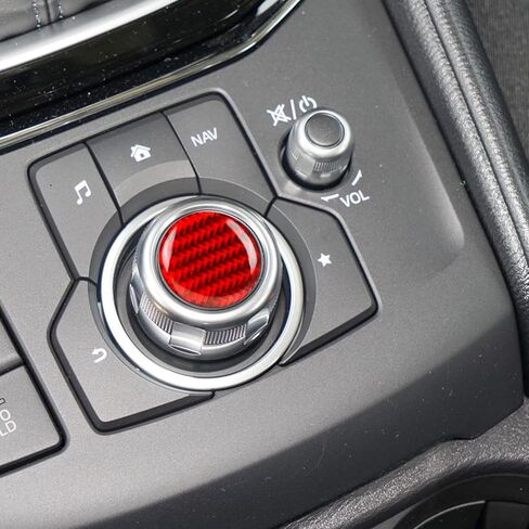 YAMUDA Compatible with Real Soft Carbon Fiber Central Control Multimedia Knob Button Sticker 1-Pack Covers Kit for Mazda CX-5 2017-2025 Red Interior Trim in Kuwait