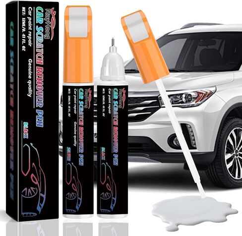 Two-In-One Touch-Up Pen Car Paint Repair,Touch-Up Pen White Glossy(12ml),Car Paint Touch Up,Car Scratch Repair Pen,Touch Up Paint Pen High Coverage,Precise Repair,Fast Drying (Pearl White) in Kuwait