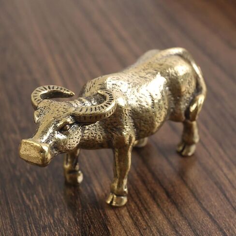 تمثال ديكوري لزينة البقرة النحاسية من لهيبيا - جاموس الماء - ذهبي in Kuwait