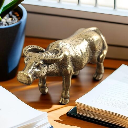 تمثال ديكوري لزينة البقرة النحاسية من لهيبيا - جاموس الماء - ذهبي in Kuwait