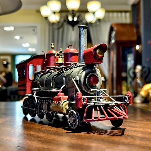 14" L Large Steam Locomotive Engine Cast Metal 19th Cent. Antique Model Train Steampunk Statue Industrial Era Collectible for Home Office Mancave Decor Presents in Saudi Arabia