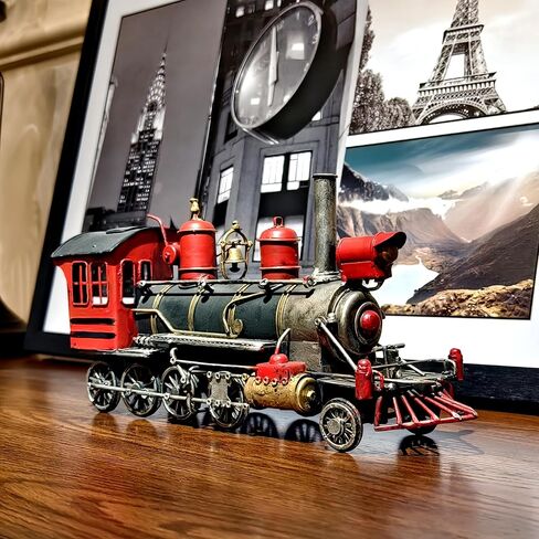 14" L Large Steam Locomotive Engine Cast Metal 19th Cent. Antique Model Train Steampunk Statue Industrial Era Collectible for Home Office Mancave Decor Presents in Saudi Arabia