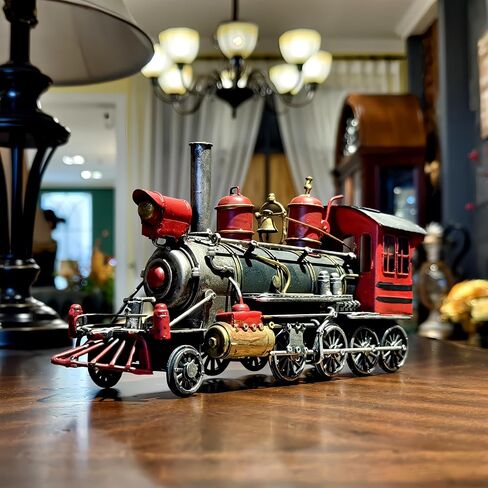 14" L Large Steam Locomotive Engine Cast Metal 19th Cent. Antique Model Train Steampunk Statue Industrial Era Collectible for Home Office Mancave Decor Presents in Saudi Arabia
