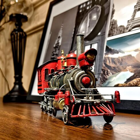 14" L Large Steam Locomotive Engine Cast Metal 19th Cent. Antique Model Train Steampunk Statue Industrial Era Collectible for Home Office Mancave Decor Presents in Saudi Arabia