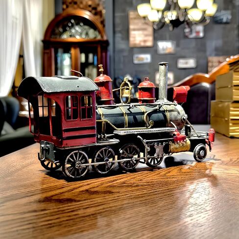 14" L Large Steam Locomotive Engine Cast Metal 19th Cent. Antique Model Train Steampunk Statue Industrial Era Collectible for Home Office Mancave Decor Presents in Saudi Arabia