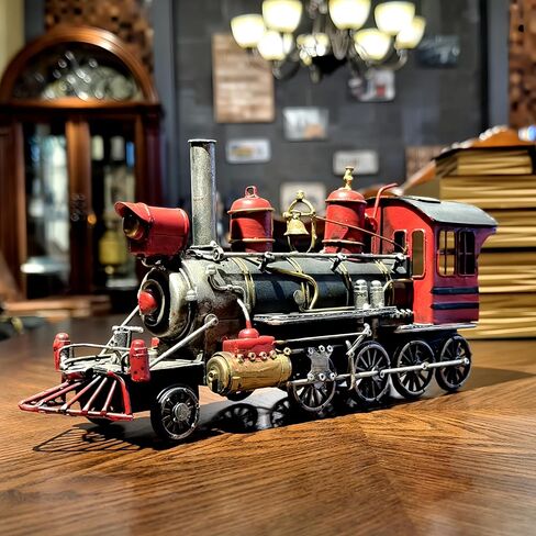 14" L Large Steam Locomotive Engine Cast Metal 19th Cent. Antique Model Train Steampunk Statue Industrial Era Collectible for Home Office Mancave Decor Presents in Saudi Arabia