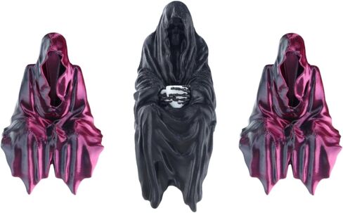 3 Pack Hallowen Gothic Decor Sitting Statue | Desktop 3D Printed Figure | 1Pack 4" Black & 2 Pack 2'' Purple Devil Hand Statues for Home Decoration in Saudi Arabia