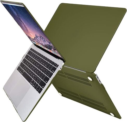حافظة MOSISO متوافقة مع جهاز MacBook Air 13 بوصة 2022 2021 2020 2019 2018 إصدار A2337 M1 A2179 A1932 Touch ID، غطاء بلاستيكي صلب وغطاء لوحة مفاتيح لجهاز MacBook Air 13.3 بوصة، كابوليت زيتوني in Saudi Arabia