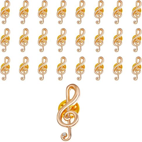 24 Pcs Crystal Music Note Brooch Pin- Gold G clef Lapel Pins for Graduation, Honors & Student Achievements, Gift & Keepsake in Kuwait