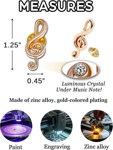 24 Pcs Crystal Music Note Brooch Pin- Gold G clef Lapel Pins for Graduation, Honors & Student Achievements, Gift & Keepsake in Kuwait