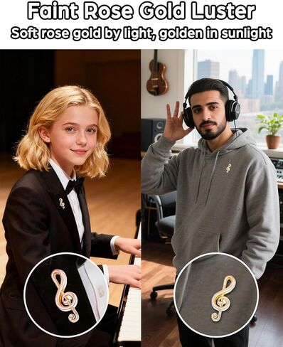 24 Pcs Crystal Music Note Brooch Pin- Gold G clef Lapel Pins for Graduation, Honors & Student Achievements, Gift & Keepsake in Kuwait