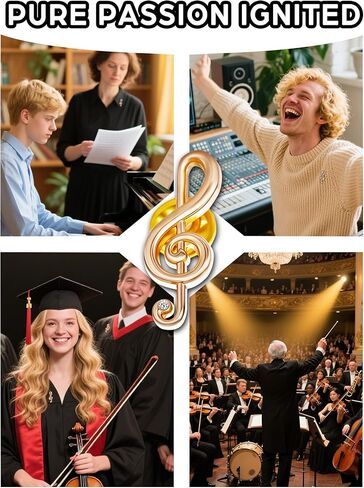 24 Pcs Crystal Music Note Brooch Pin- Gold G clef Lapel Pins for Graduation, Honors & Student Achievements, Gift & Keepsake in Kuwait