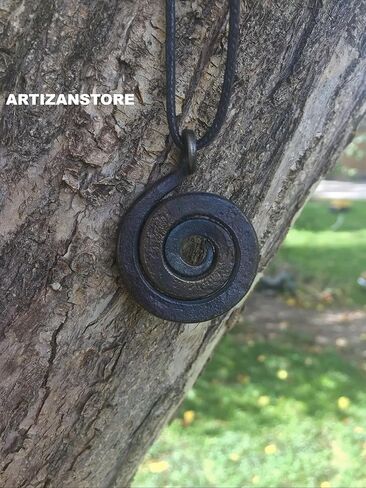 ARTIZANSTORE Hand Forged Iron Spiral Pendant – Viking Celtic Necklace. in Saudi Arabia