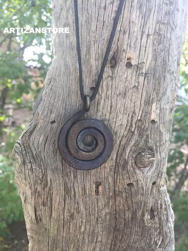 ARTIZANSTORE Hand Forged Iron Spiral Pendant – Viking Celtic Necklace. in Saudi Arabia