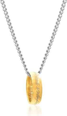 Diamond Point Lord of The Rings Necklace Movie Jewelry Engraved Gold Plated Titanium Hypoallergenic Stainless Ring Pendant With Chain Necklace for Men Women Gift in Saudi Arabia