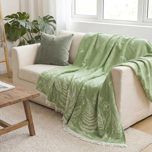 Horaldaily Spring Summer Waffle Couch Sofa Slip Cover, Green Plants Wild Fern Non Slip Washable Couch Sofa Cover for 2 Cushion Pet Friendly, Sectional L Shape Covers for Dogs, Kids,71"x118" in Saudi Arabia