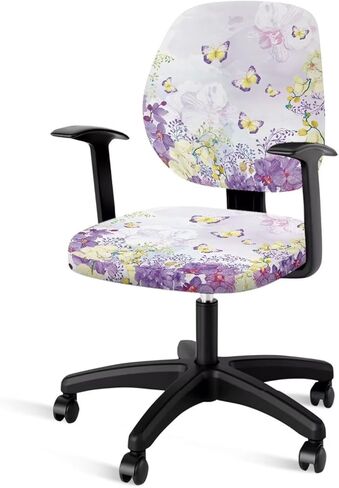 Boho Floral Office Chair Cover Desk Chair Cover no Arms Computer Chair Covers Stretchable 2 Piece Fabric Gaming Chair Cover Universal Chair Covers Polyester Rolling Chair Cover Slipcover in Kuwait