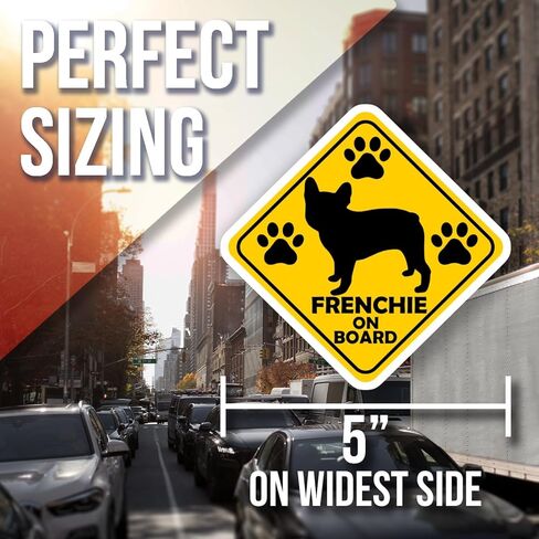 Frenchie On Board Magnet - French Bulldog Car Magnet - Cute Dog Warning Sign - French Bulldog Lover Gift - Car Accessory - Durable Decorative Design for Home or Office - AAMT0604 in Kuwait