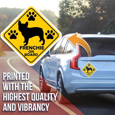 Frenchie On Board Magnet - French Bulldog Car Magnet - Cute Dog Warning Sign - French Bulldog Lover Gift - Car Accessory - Durable Decorative Design for Home or Office - AAMT0604 in Kuwait