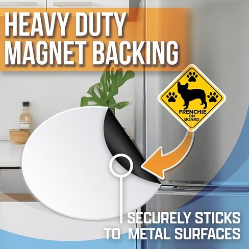 Frenchie On Board Magnet - French Bulldog Car Magnet - Cute Dog Warning Sign - French Bulldog Lover Gift - Car Accessory - Durable Decorative Design for Home or Office - AAMT0604 in Kuwait