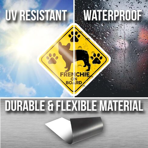 Frenchie On Board Magnet - French Bulldog Car Magnet - Cute Dog Warning Sign - French Bulldog Lover Gift - Car Accessory - Durable Decorative Design for Home or Office - AAMT0604 in Kuwait