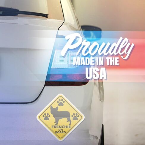 Frenchie On Board Magnet - French Bulldog Car Magnet - Cute Dog Warning Sign - French Bulldog Lover Gift - Car Accessory - Durable Decorative Design for Home or Office - AAMT0604 in Kuwait