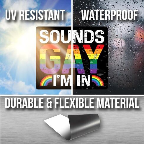 Sounds Gay I'm in Magnet - LGBTQ Pride Ally Love Rainbow Flag Magnet - Car Truck Bumper Fridge Metal Surface Magnet - 5 Inches On Longest Side - Made in USA - AAMT0123 in Kuwait