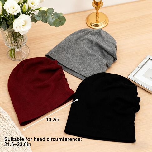Black Slouchy Beanie,Fashion Slouchy Beanie Hats,Adult Skull Hats Cap for Men Women, Soft Lightweight Skull Cap Elastic in Saudi Arabia